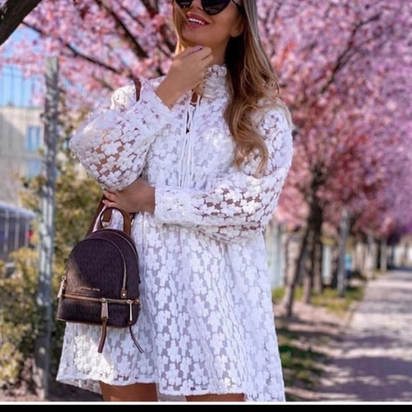 Zara Textured Weave Mini White Dress NWT - Picture 6 of 8